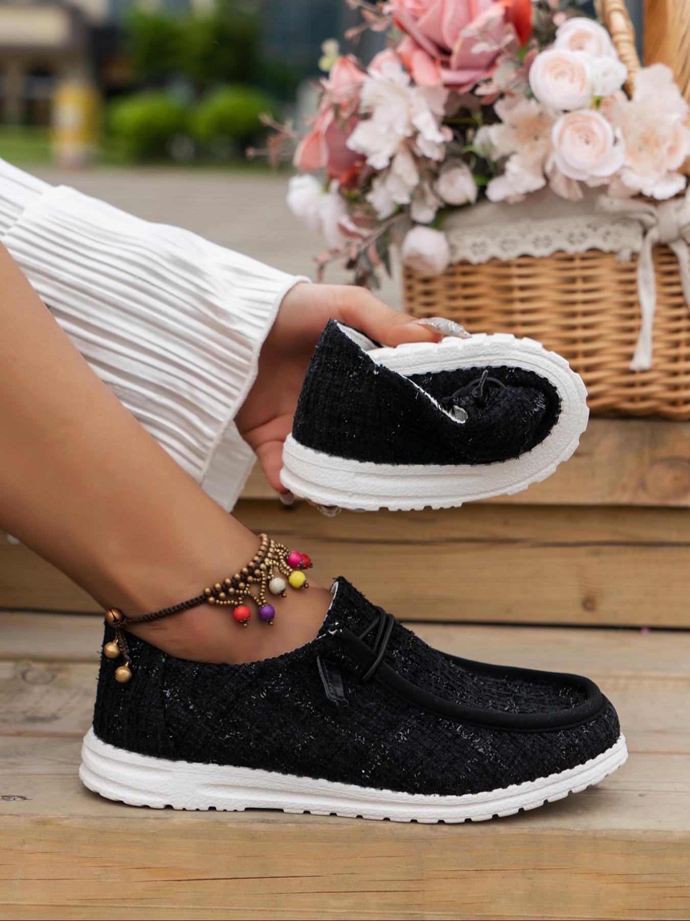 Women's 1 Pair Minimalist Fabric Slip Ons Casual Plain Round Toe Slip-on Shoes, Casual Comfortable Versatile Soft Sole Shoes For Daily Wear