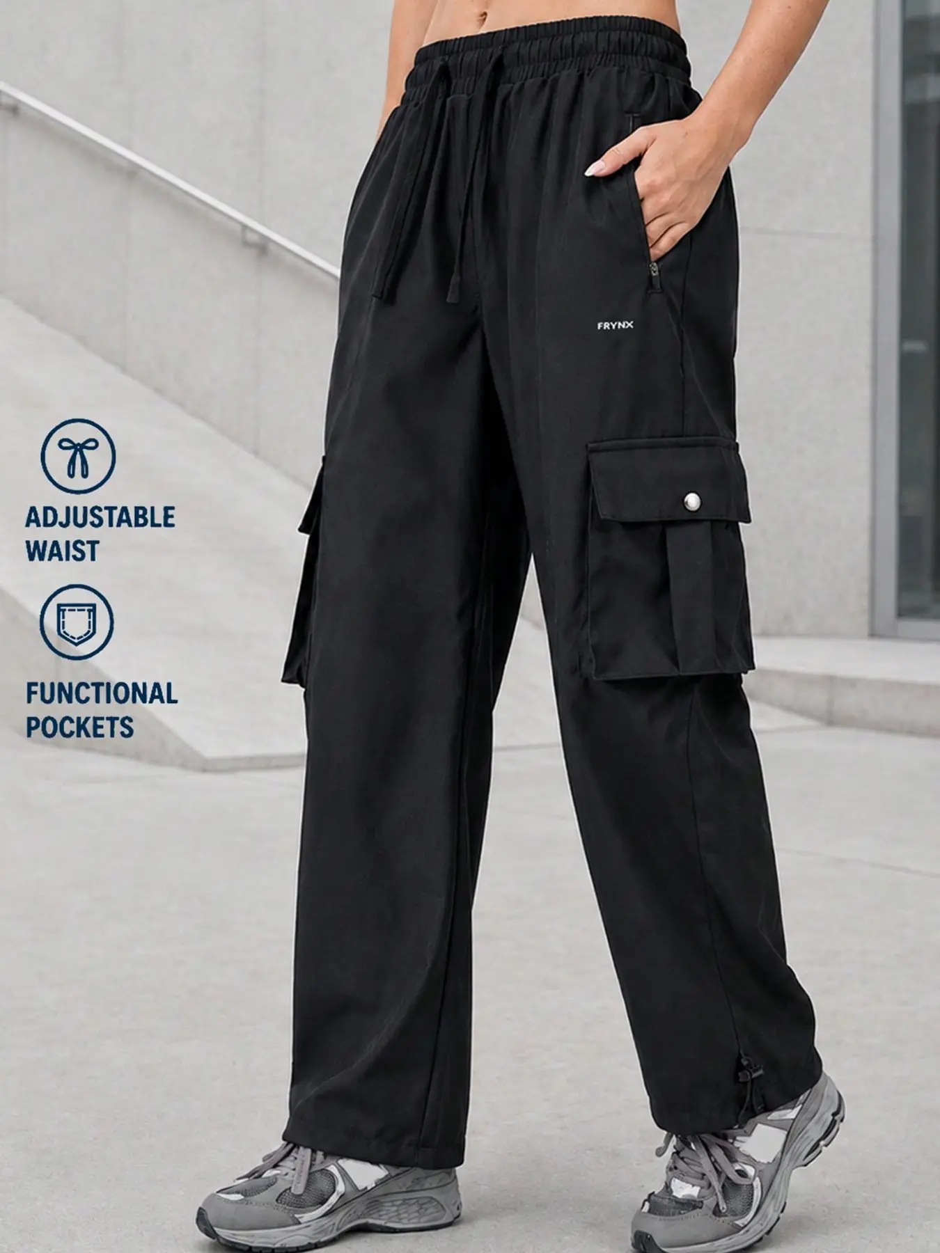 Women's Fall Wide Leg Work Pants, Adjustable Waist Drawstring, Multi-Functional Pockets, Adjustable Ankle Hems, Outdoor Hiking Casual Pants, Baggy