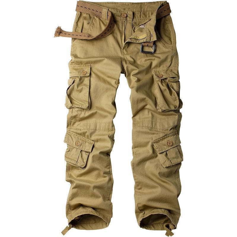 Men's Cargo Tactical Ripstop Casual Lightweight Baggy Combat  Pants with 8 Pockets No Belt Fabric Menswear Below the Ankle Mid Waist All Seasons Breathable Fashionable Utility Trouser Menswear Utility Beige Fashion Big