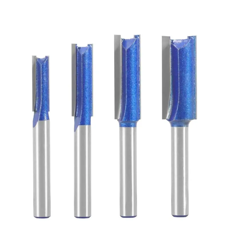 Professional Double Flute Straight Flush Trim Router Bit Set, 1/4-Inch Shank Type (0.25in, 0.3125in, 0.375in, 0.5in Diameters) for Wood Surfaces (Size 1)
