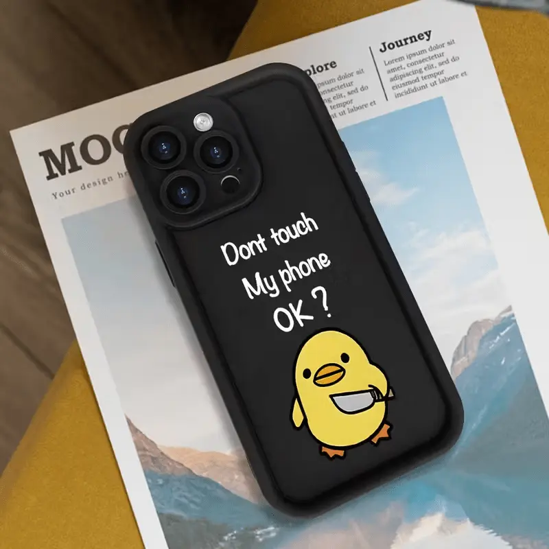 Phone Case: 1 Little Yellow Duck "Don't Touch Me" Trendy Brand Pattern Matte Anti-Fingerprint Full-Coverage TPU Phone Case, Suitable for iPhone 17/16/15/14/13/12/11 Pro Max/X/XS/XSMAX