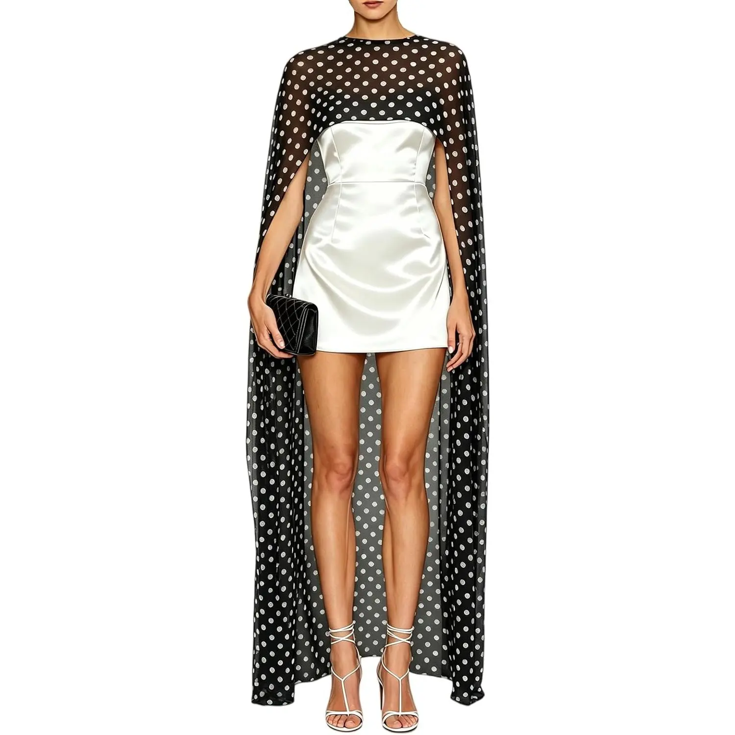 Women Chiffon Cape Poncho Sheer Mesh Long Shawl Wrap High-Low Capelet Bridal Wedding Evening Dress Cover Up