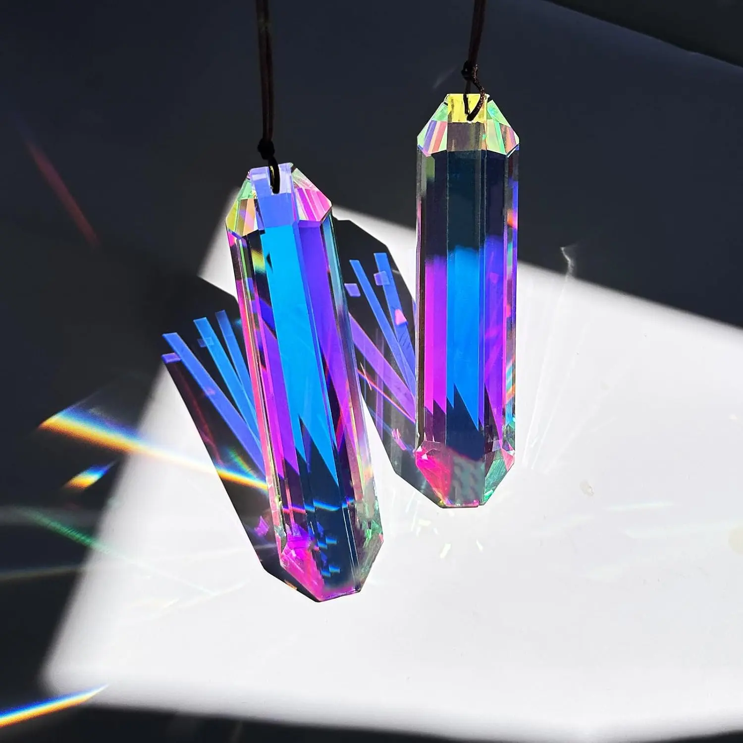 2 count Large  Suncatcher Prisms,  Suncatchers Glass Prisms, Rainbow Maker for Windows, Room, Garden  Decor 5 inch