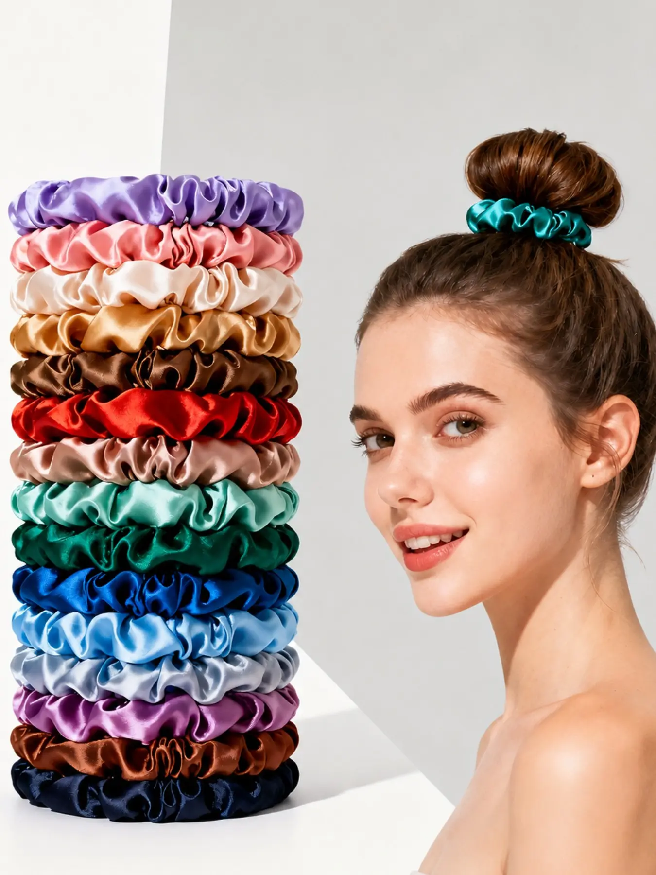 50pcs Large Intestine Scrunchie Head Rope 50 Random Mixed Colors, Women's Hair Accessories Tie Hair Pill Headdress, Scrunchies, Suitable for Daily Casual Parties, Back to School Season, Halloween, Christmas, Thanksgiving, and as Holiday Gifts for Friends