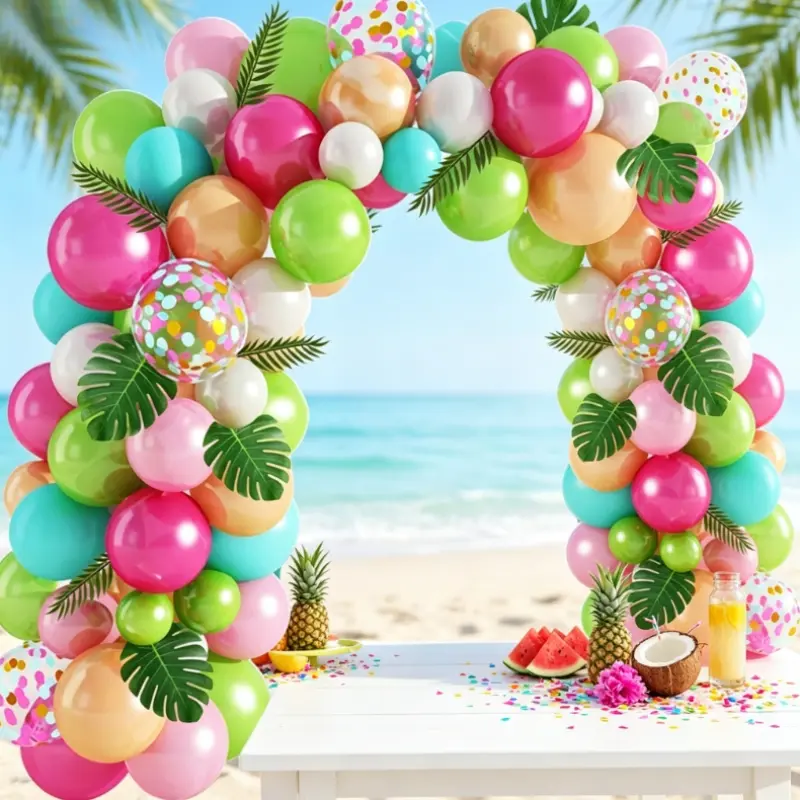 109 Pcs Tropical Hawaiian Balloon Garland Arch Kit, Hawaiian Themed Party Decor Balloons, Perfect for Summer Tropical Hawaiian Party Decorations