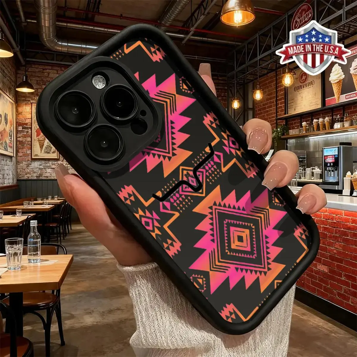 Western Southwest Aztec Tribal Pattern Cow Head Design Phone Case for iPhone Samsung 17 16 15 14 Pro Max 13 12 11 XR XS Plus Air Galaxy S25 S24 S23 S22 A71 A56 A55 A54 A53 A52 Shockproof anti-drop protection Soft TPU Durable Cover Gift for Girl Fashion