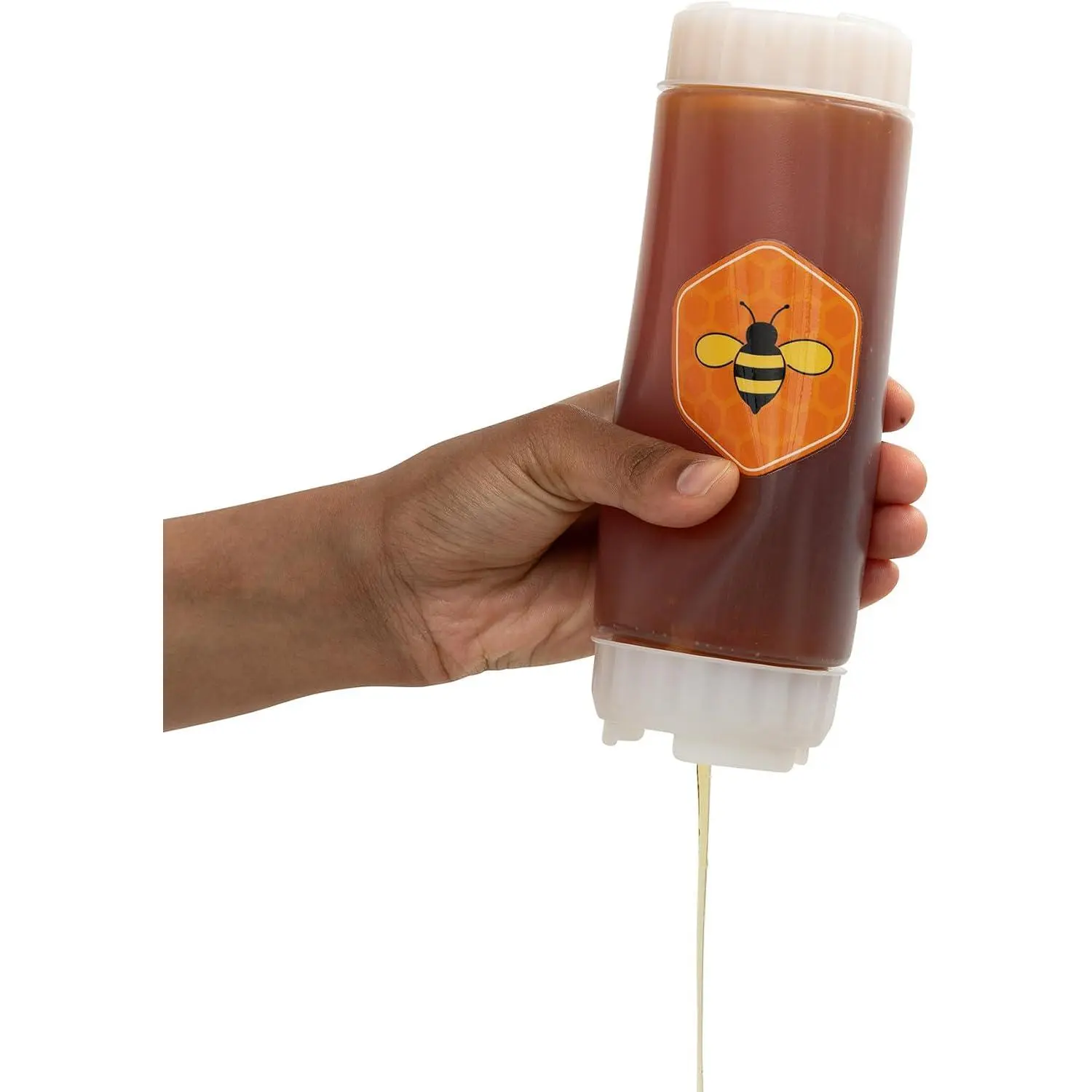 FIFO Honey Dispenser Bottle, No-Drip Honey Control, 18oz Refillable | Wide Twist Cap for Easy Refill, Molasses, -Safe  Plastic, Durable yet squeezable, dishwasher safe and