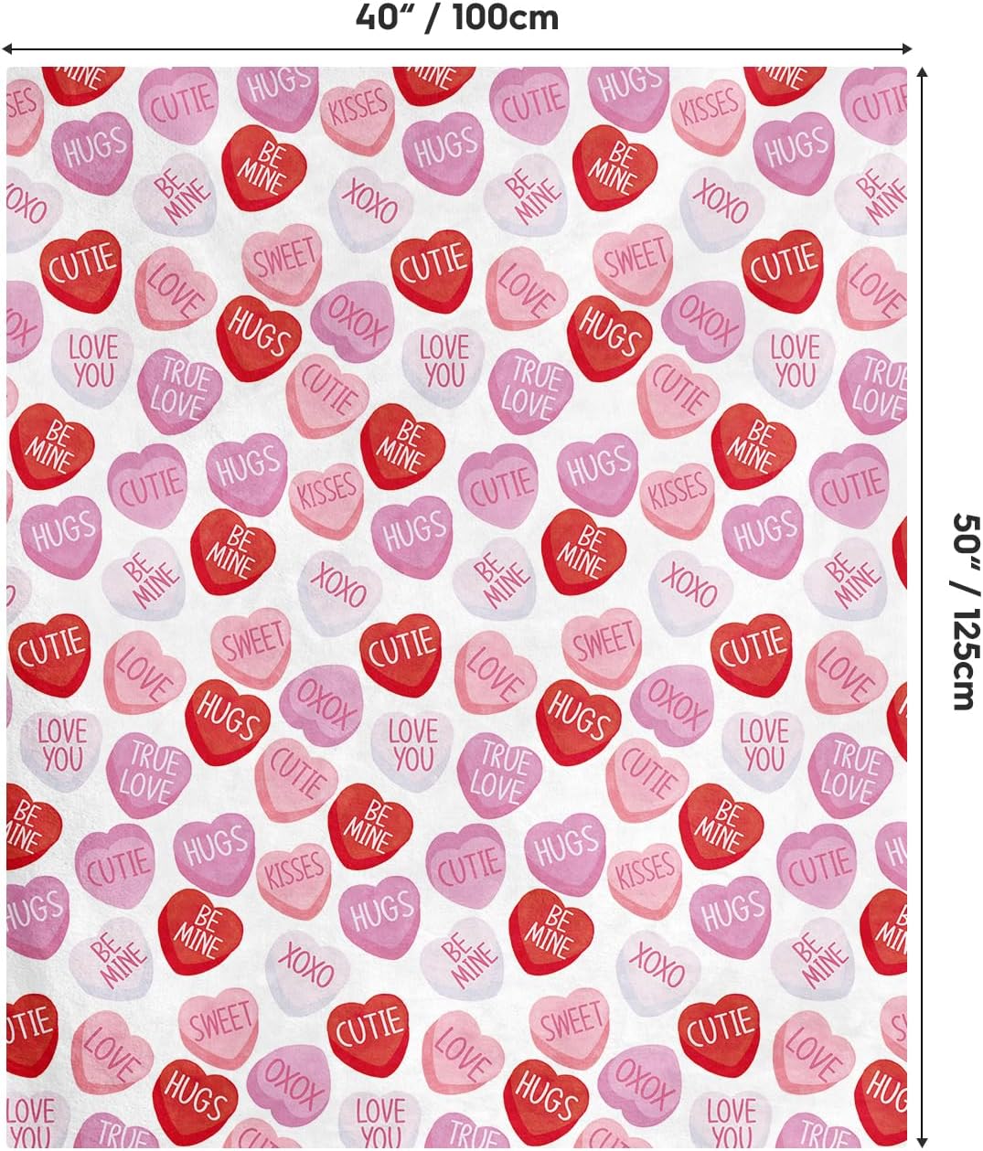 Valentine Flannel Blanket Throw, Pink Hearts with Words Soft Fuzzy Plush Cozy Fleece Blankets for Couch Sofa Bed Lounging, Ideal Gifts for Kids Adults Wife Self, 50x60 Valentine Flannel Blanket Throw, Pink Hearts with Words Soft Fuzzy Plush Cozy Fleece Blankets for Couch Sofa Bed Lounging, Ideal Gifts for Kids Adults Wife Self, 50x60