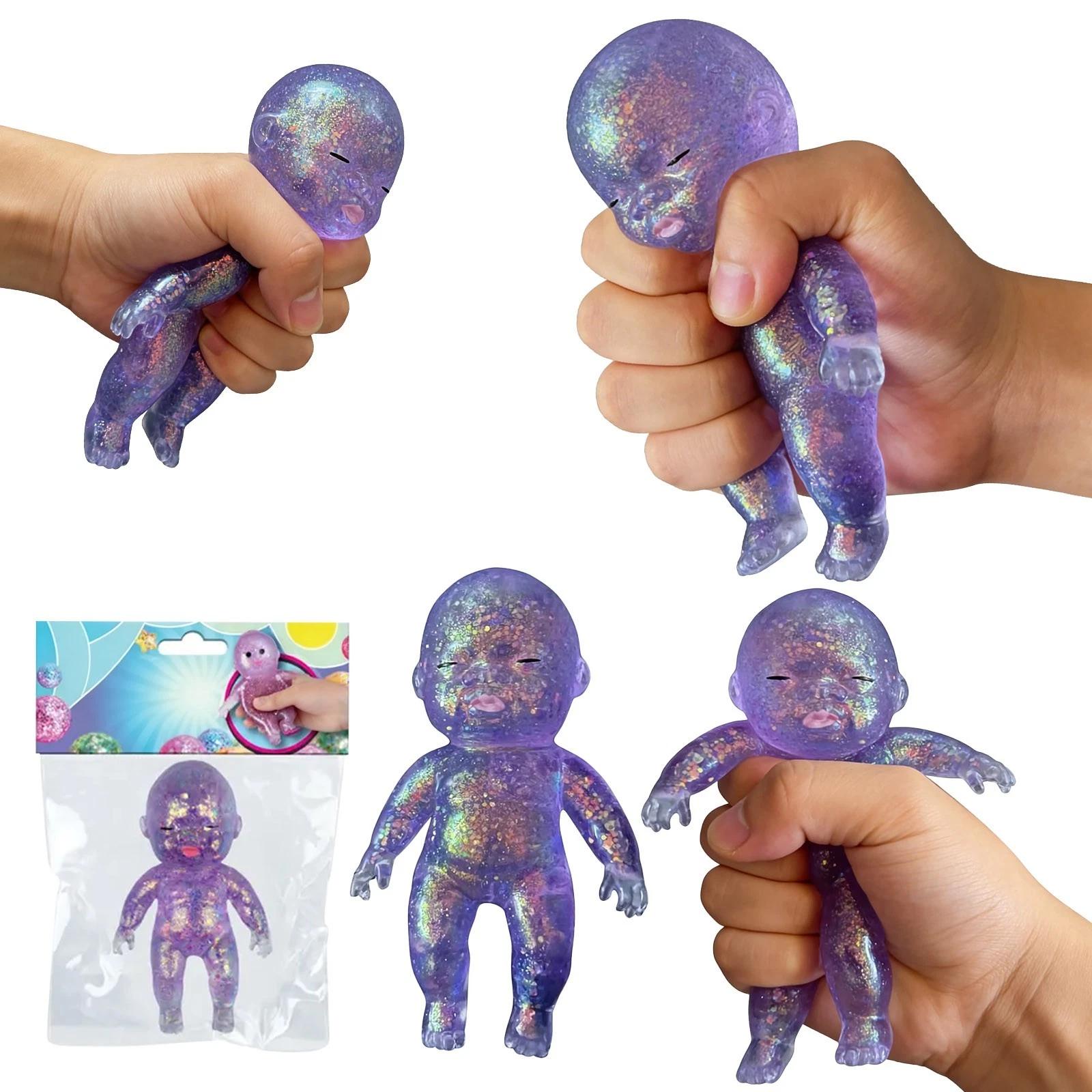 Large Sparkly Curiosities Sugar Swaps Jumbo Baby Squishie, Stretchy Squeezable Collectible Trading Toy, Stress Relief Sensory Fidget Toys for Kids and Adults