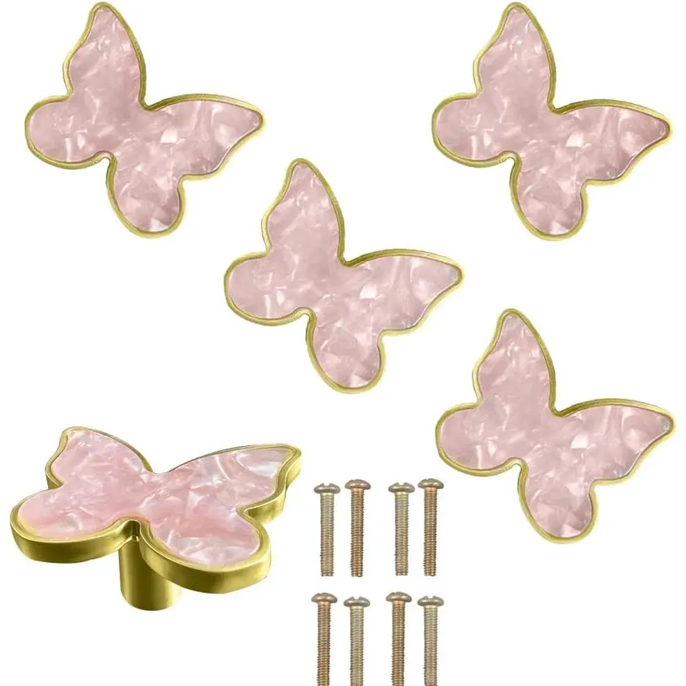 6 count Butterfly Shape Knobs Handle  Cabinet Knobs Decoration Door Handle Single Hole Handles Cabinet Drawer Dresser Kitchen Wardrobe Furniture Hardware Pulls ()