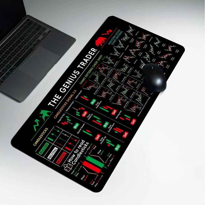 Virtual Currency Btc Stock Trading Mouse Pad, Non-Slip Rubber Base, 90x40cm, Compatible with Keyboard, Ideal for Traders Analysts Gamers Office