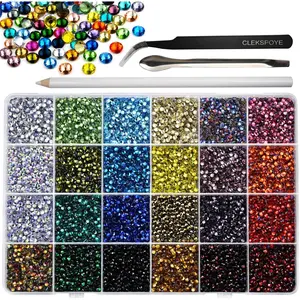 Hotfix Rhinestones for Bedazzling,SS10 Mixed 24 Colors 12000PCS Gems Hot Fix Crystal Rhinestones for Clothes,Diamonds for Crafts,Shoes