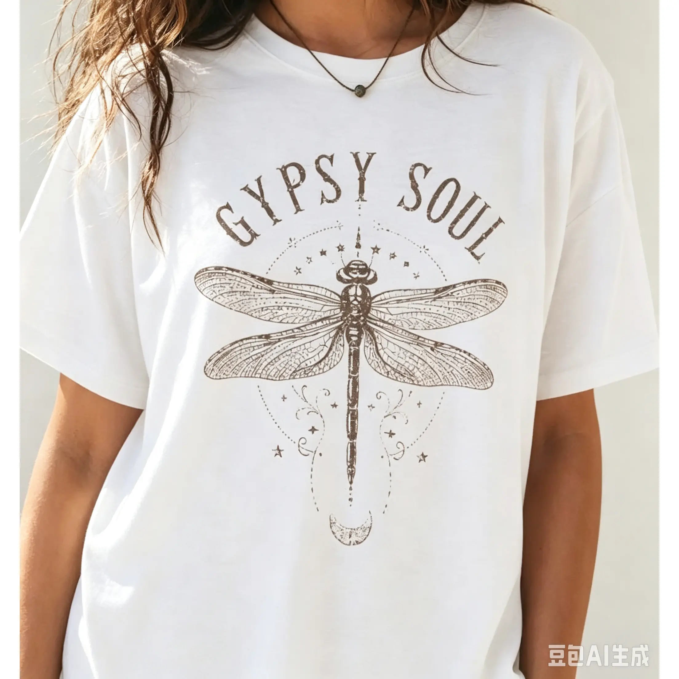 Boho Dragonfly Shirt Women Gypsy Soul Graphic Tee Plus Size Vintage Mystical Top