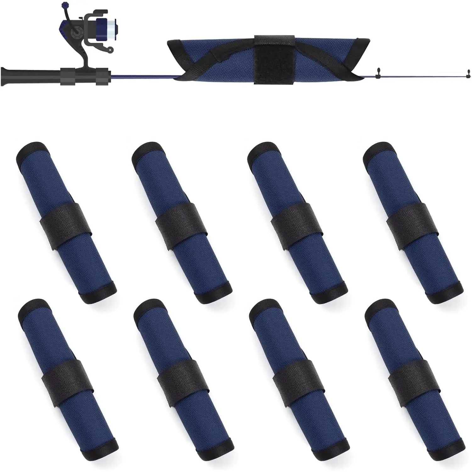 Fishing Lure Covers 8 Pack Fishing Lure Wraps Durable Fishing Hook Cover  Storage Protectors 6" Lure Shield Guard Protector to Keep Fishermen Safe for Rod (Blue)