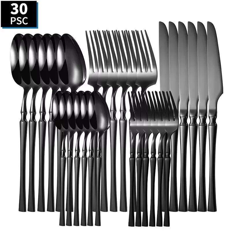 20pcs/30pcs Stainless Steel Tableware Set, Dishwasher Safe, Suitable for 4/6 People, Ideal for Home, Outdoor, Hotel, Restaurant, Halloween