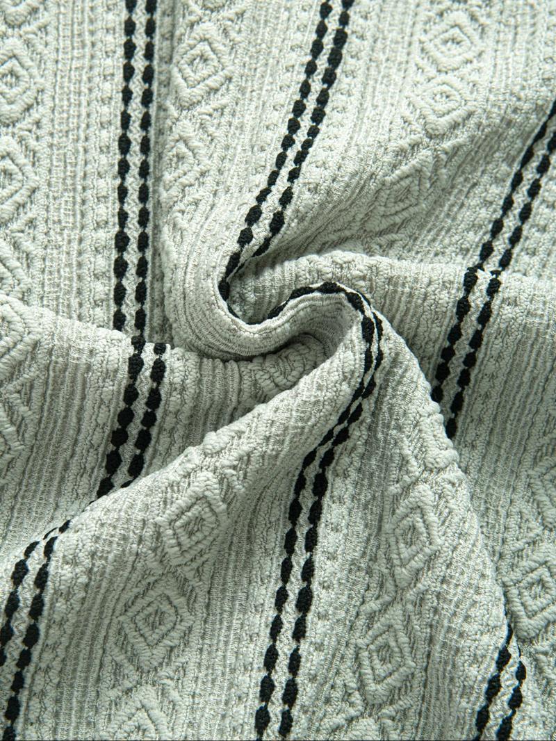 Men's Regular Fit Stripes Print Short Sleeve Polo Shirt Outfit, Casual Fashion Comfy Top for Summer, Men's Clothes for Daily Wear