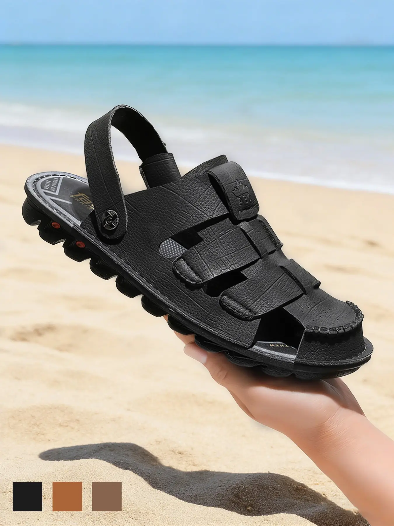 Men's Closed Toe Sandals Fisherman Shoes Two-Way Wear Non-Slip Breathable Lightweight Sandals Soft Microfiber Leather Closed Toe Hiking Sandals Retro Summer Athletic Outdoor Sandals Wide Width for Beach Vacation Casual Wear Big Size 11 12 13