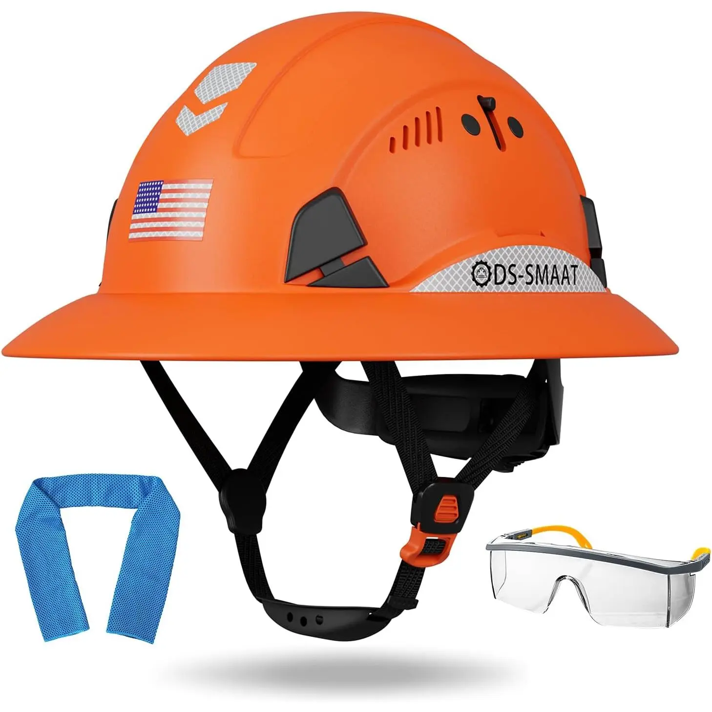 Full Brim Hard Hat ANSI Z89.1 Type 1 & OSHA Certified Safety Helmet with and Cooling,with 6-Point Suspension & Vents
