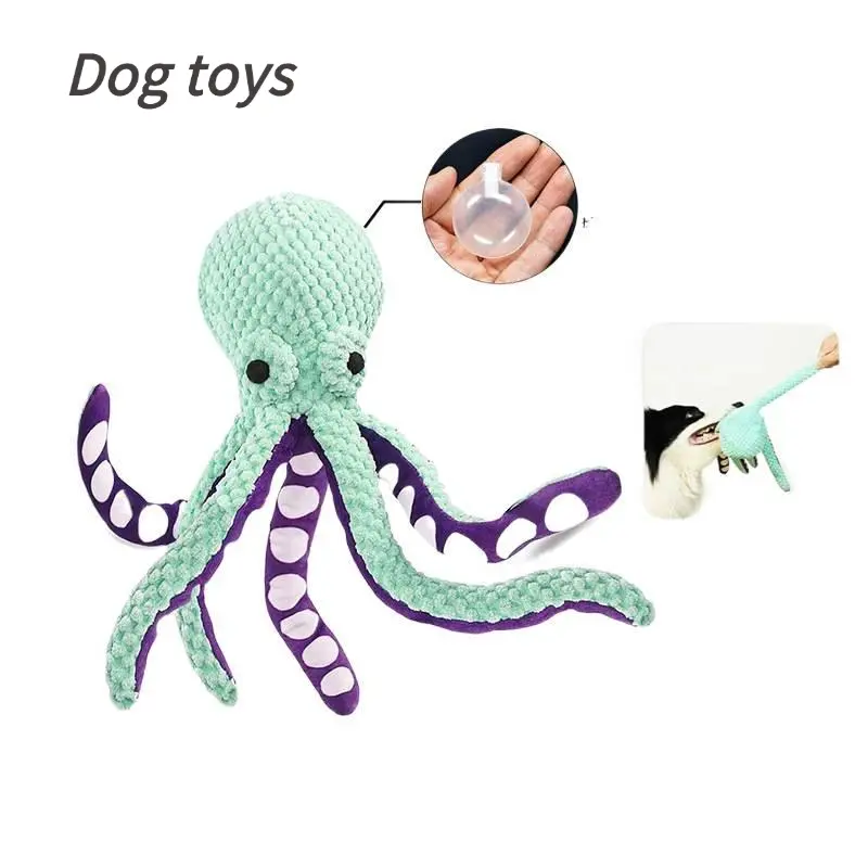 Big Squeaky Octopus Plush Dog Chew Toy, Heavy Duty Teething Toy for Dogs, Interactive Pet Octopus Toy to Beat Boredom