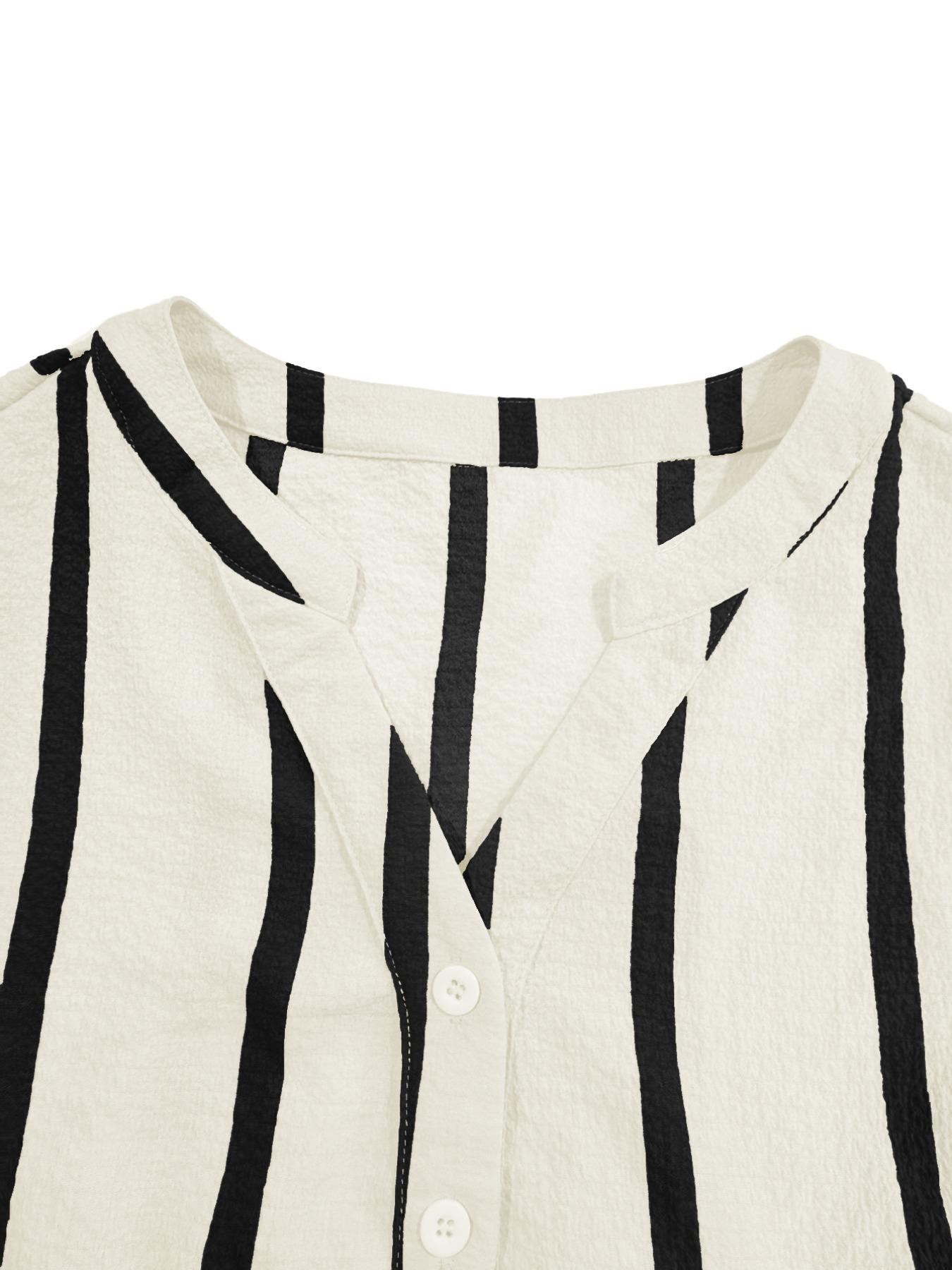 Women's Striped Print Long Sleeves Shirt, Casual Soft Top for Daily Wear, Ladies Clothes for All Seasons, Blouse