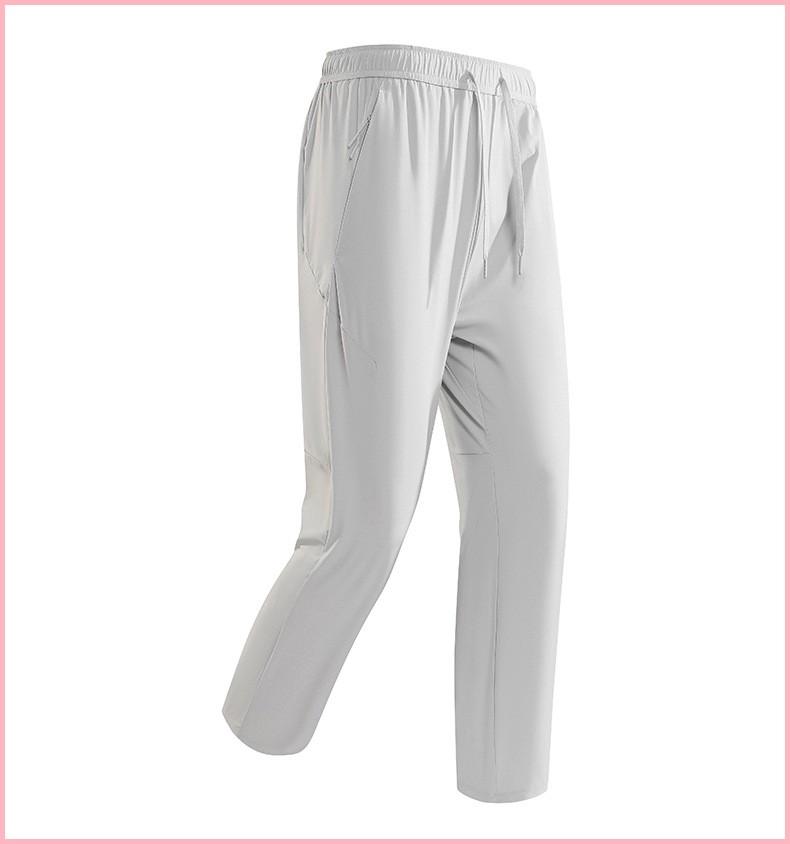 2026 Men's Summer Ice Silk Pants Business Casual Black Drawstring Elastic Waist Sports Casual Pants Quick-drying And Breathable