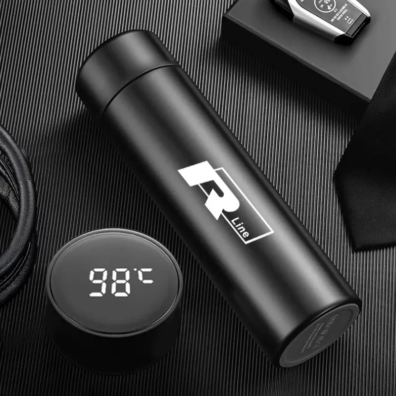 500ML Coffee thermos leak proof car vacuum bottle travel portable thermos cup For VW GTI Polo Golf Passat Touareg Jetta Tiguan Taos ID.3 ID.7 Atlas Amarok ID.5 ID.4 Arteon Variant Taigo Nivus Caddy Virtus CC Touran Sharan Beetle Scirocco