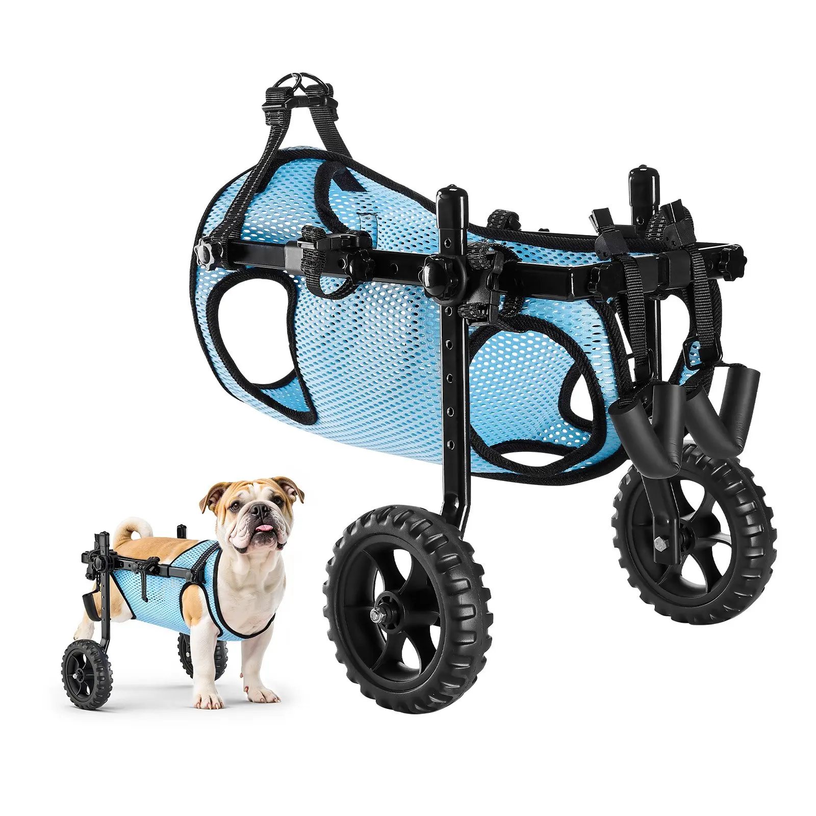 VEVOR Dog Wheelchair for Back Legs, Adjustable 2 Wheels Pet Wheelchair, Lightweight Dog Cart with Shock-Absorbing Wheels, Mobility Support Wheel Chair for Disabled Injured Dogs up to 22lbs, Medium