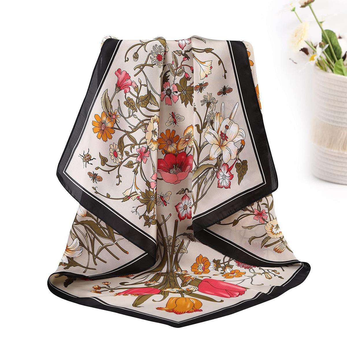 AWAYTR 4PCS/Set 27.5" Fashion Square Silk-Like Head Scarf Neck Scarves for Women Elegant Hair Kerchief Bandanas Headbands Head Wraps Turban Hijab AWAYTR 4PCS/Set 27.5" Fashion Square Silk-Like Head Scarf Neck Scarves for Women Elegant Hair Kerchief Bandanas Headbands Head Wraps Turban Hijab