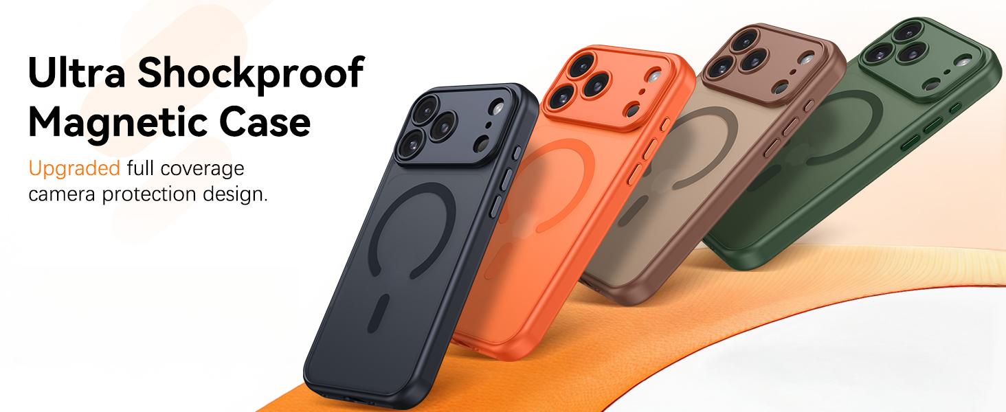 For iPhone 17 Pro Max Cases 16 15 14 13 12 Pro Max case ,[Upgraded Full Camera Protection] [Compatible with Magsafe] [Translucent Matte] Drop Protection Shockproof Protective Phone Cover case