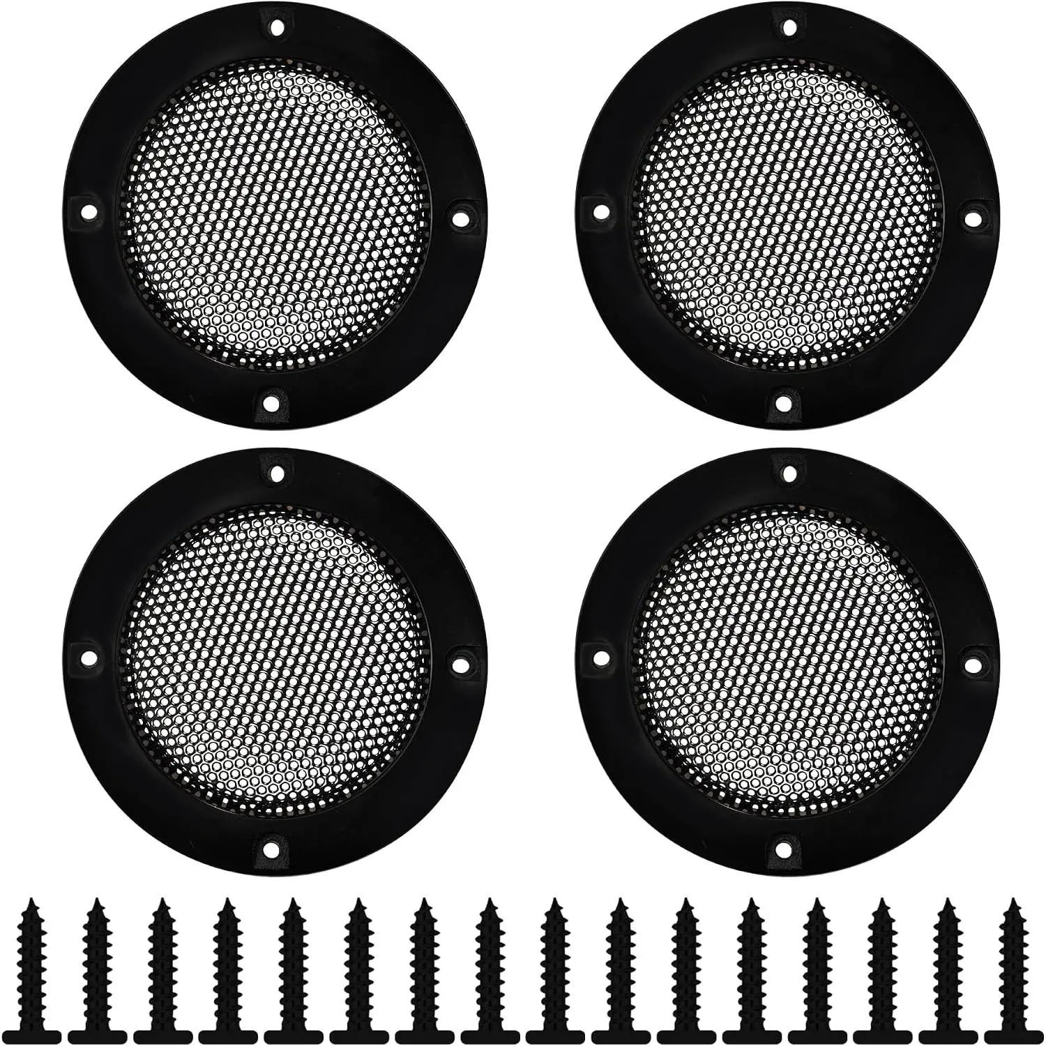 4 count 2” Black Speaker Grill Covers, Round Metal Mesh Guard Protectors,  Decorative Grille with ABS Plastic Frame for DIY  Speaker  Audio Stereo Woofer Subwoofer