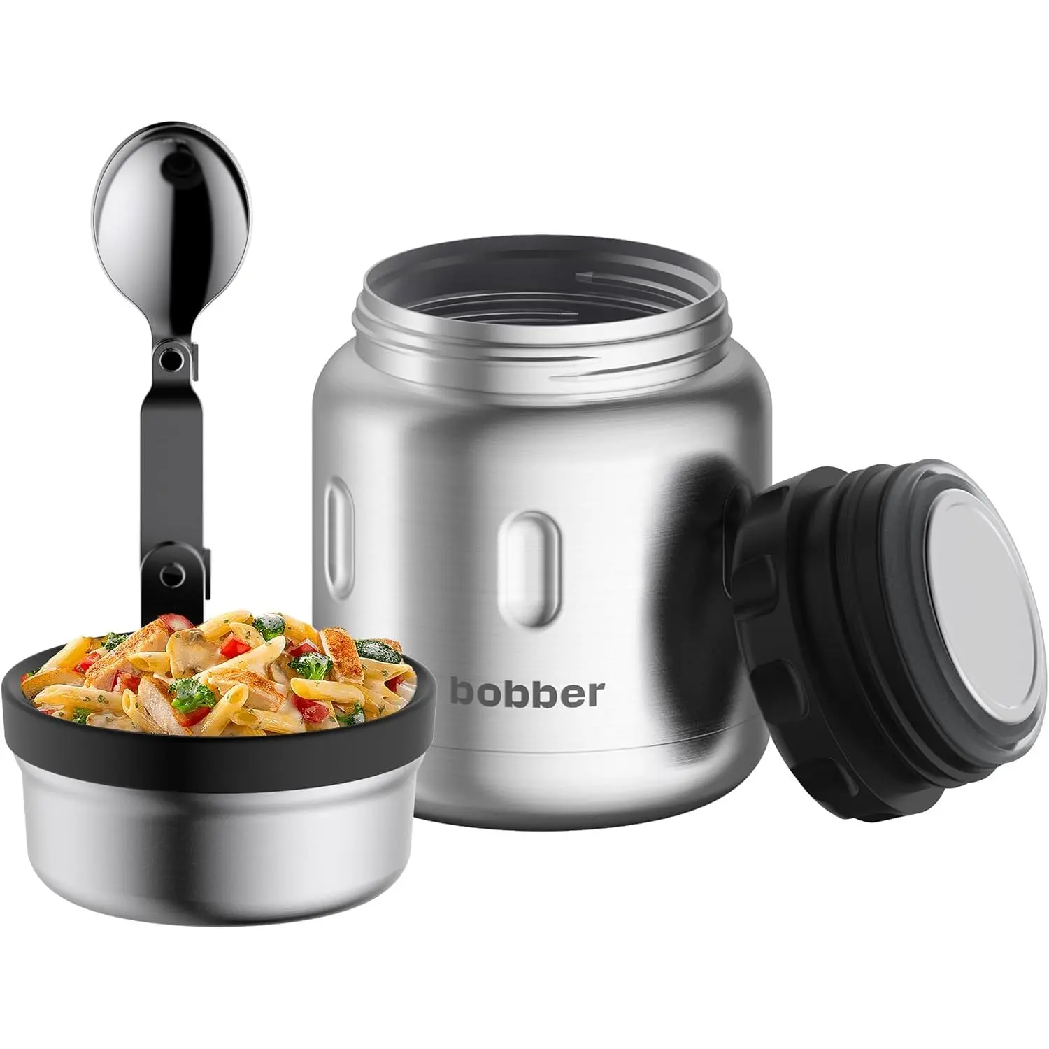 16 oz Insulated Stainless Steel Thermo Jar with Wide Mouth, -in Spoon and Bowl Lid –  for Hot , Keeps Soups Hot for 10 Hours, Cold for 15 Hours (Matte)