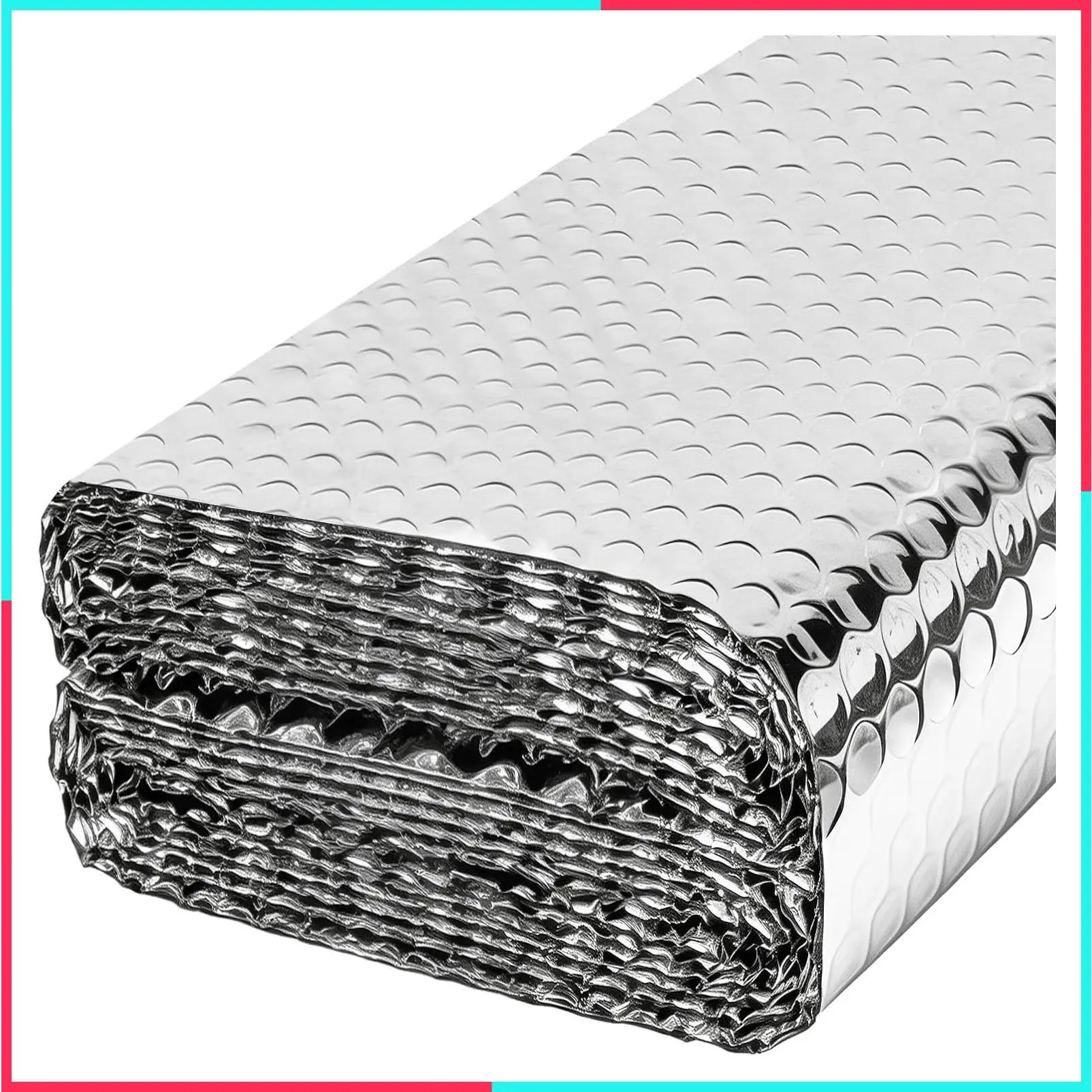 Double Reflective Insulation Roll, 23.6 in X 10 FT Window Insulation for Summer Heat, Double-Sided Aluminum Bubble Roll for Garage Door, Roof, Car