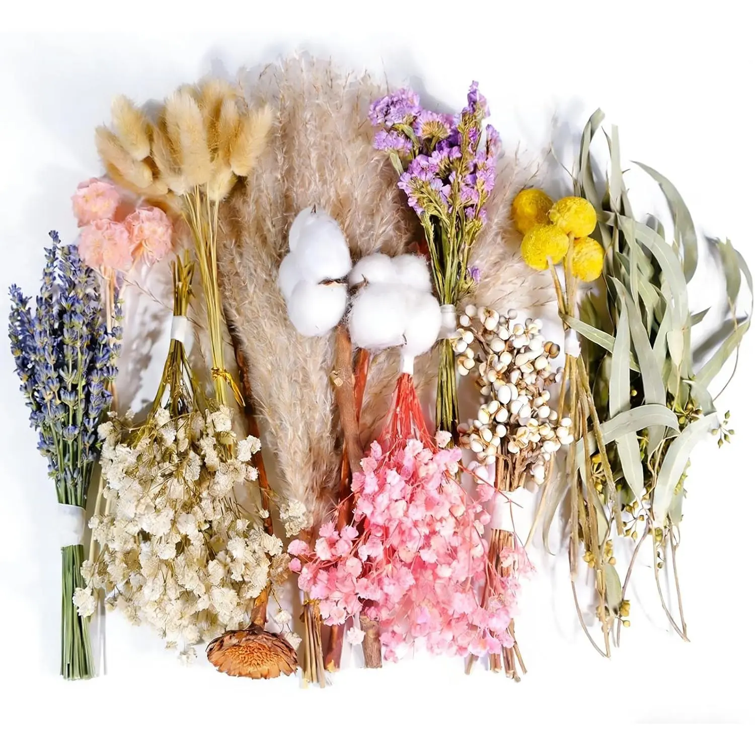 12 Kinds Natural Dried Flower Set, Bulk Dried Flowers for Vase,Mini Dried Flower Bouquets,Dried Flowers with Stems for DIY Crafts, Vase Decor,Home/Wedding/Birthday Decor(8.7-13.8in Flexible Stems)