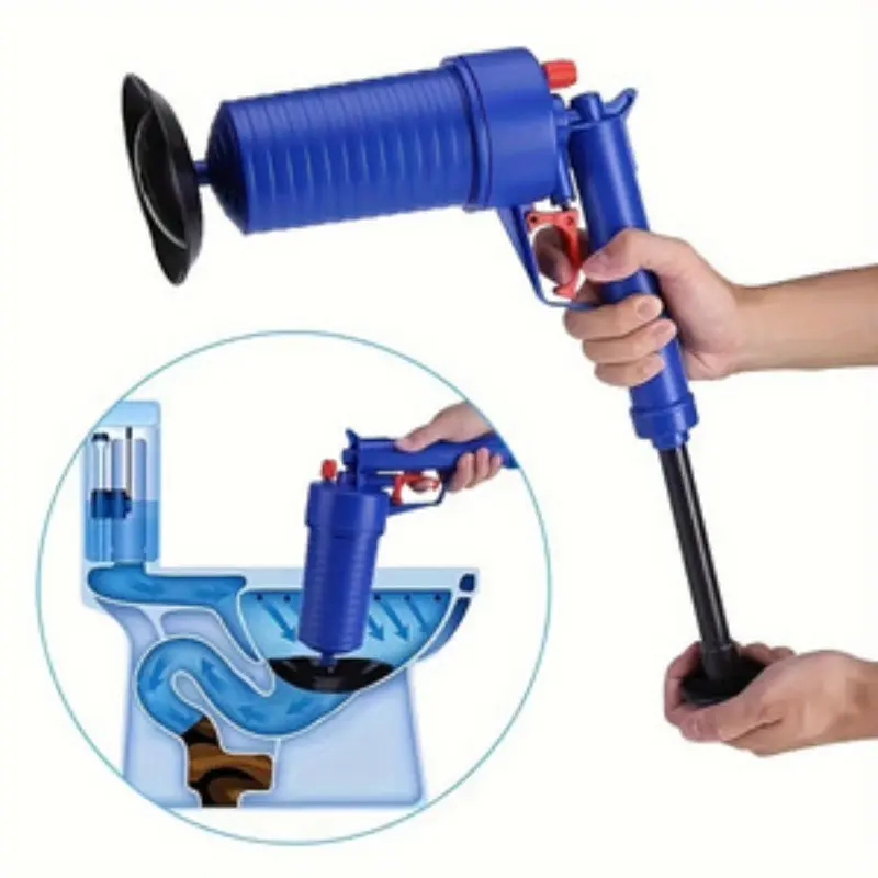 Air Pressure Toilet Auger Set, Universal for Toilets, Kitchen Sinks, Bathtubs, 4 Sizes Vacuum Pads, Drain Unblock Tool, Bathroom Accessories