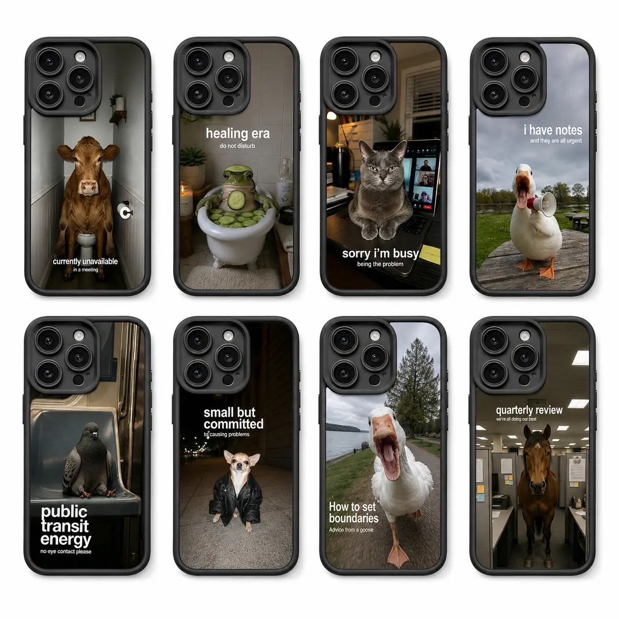 Funny Animal Memes Phone Case with Humorous Office Quote - Shockproof, Anti-Slip Grip Protector - Fits iOS iPhone Series (X to 17 Pro Max All Models), Accessories