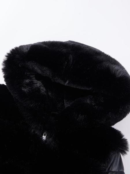 Women's Elegant puffer Coat with Fleece Trim & Belt, Mid-Length Fall Winter Hooded Jacket, Warm Daily Wear Outerwear