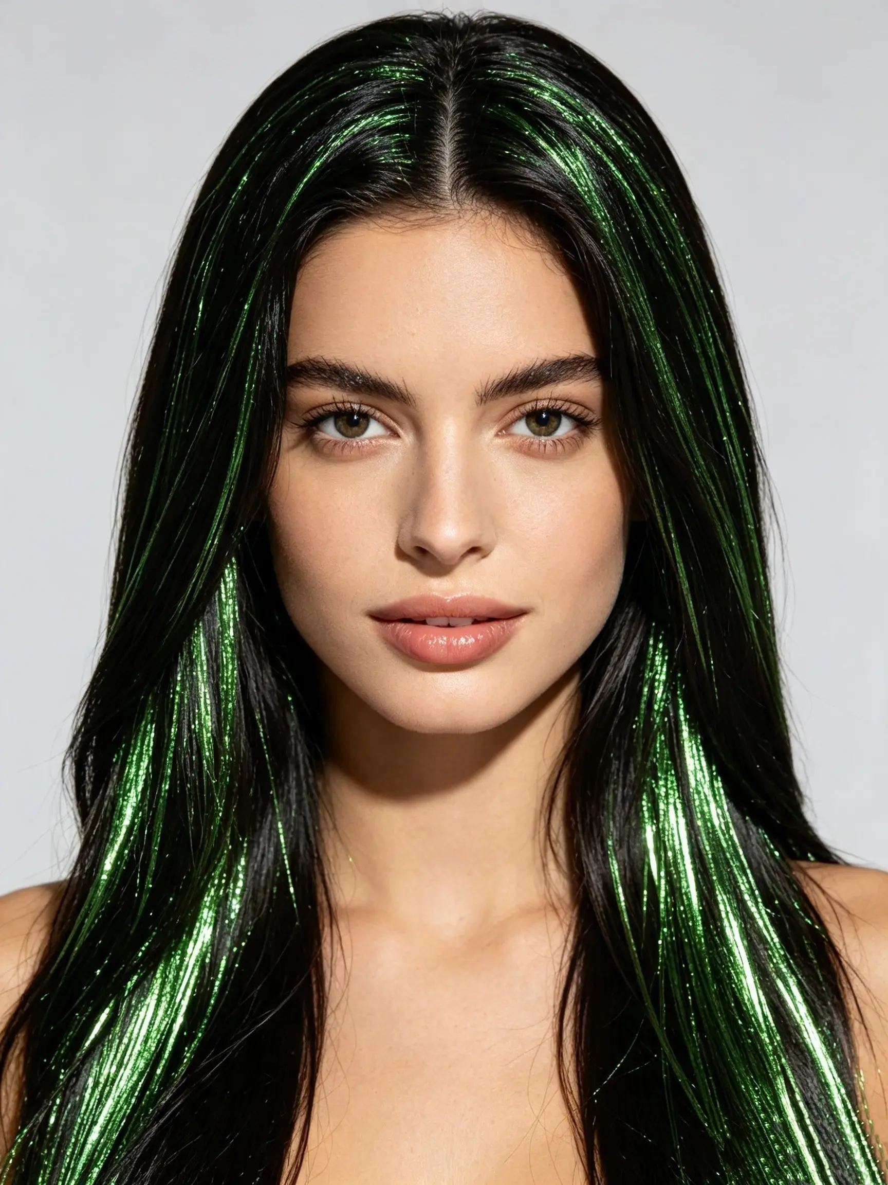 LEhan 5PCS 20 Inch Long Straight Glitter Hair Extension, Heat Resistant Colorful Hair Extensions with Hair Clips, Synthetic Hair Piece for Women & Girls
