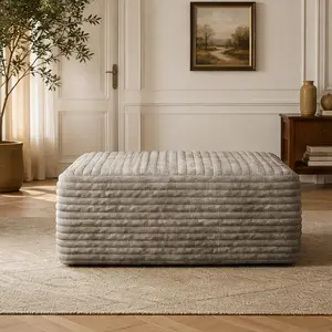 ARCH Modern Camel Corduroy Rectangular Sofa Ottoman Footstool - 37.4"W x 27.5"D x 16.9"H, 22 lb, Fully Assembled, Plush Foam-Filled, Spot Clean with Damp Cloth, for Living Room Apartment, Single Box Indoor Furniture Bench, 9.8" L X 9.8" W X 39.1" H Box