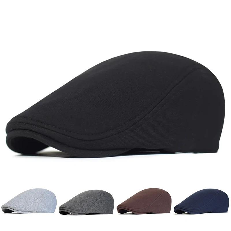 Men Solid Color Newsboy Caps British Painters Hats Spring Autumn Berets Flat Caps