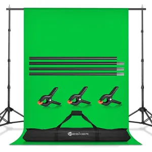 8.5x10ft Green Screen Backdrop Kit with Stand Photography Greenscreen Background Support System with 6x9ft Muslin Chromakey Backdrop and Clamp for Photo Video Studio Portrait Product Shooting
