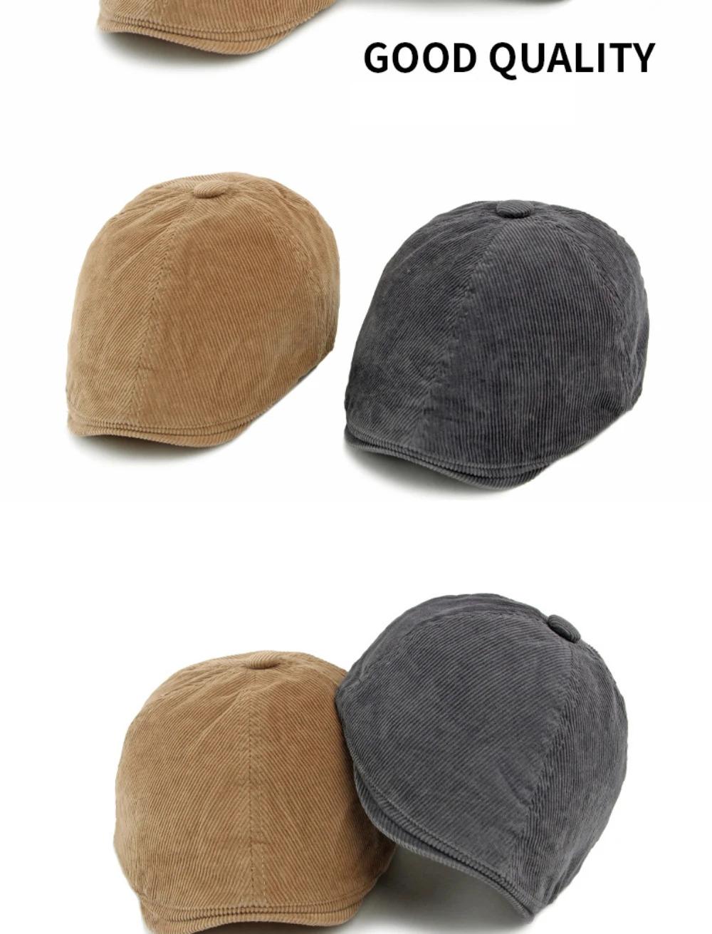 HT5051 Mens Berets Women Retro Artist Painter Beret Hat Spring Autumn Winter Flat Cap Male Female Corduroy Octagonal Beret Caps
