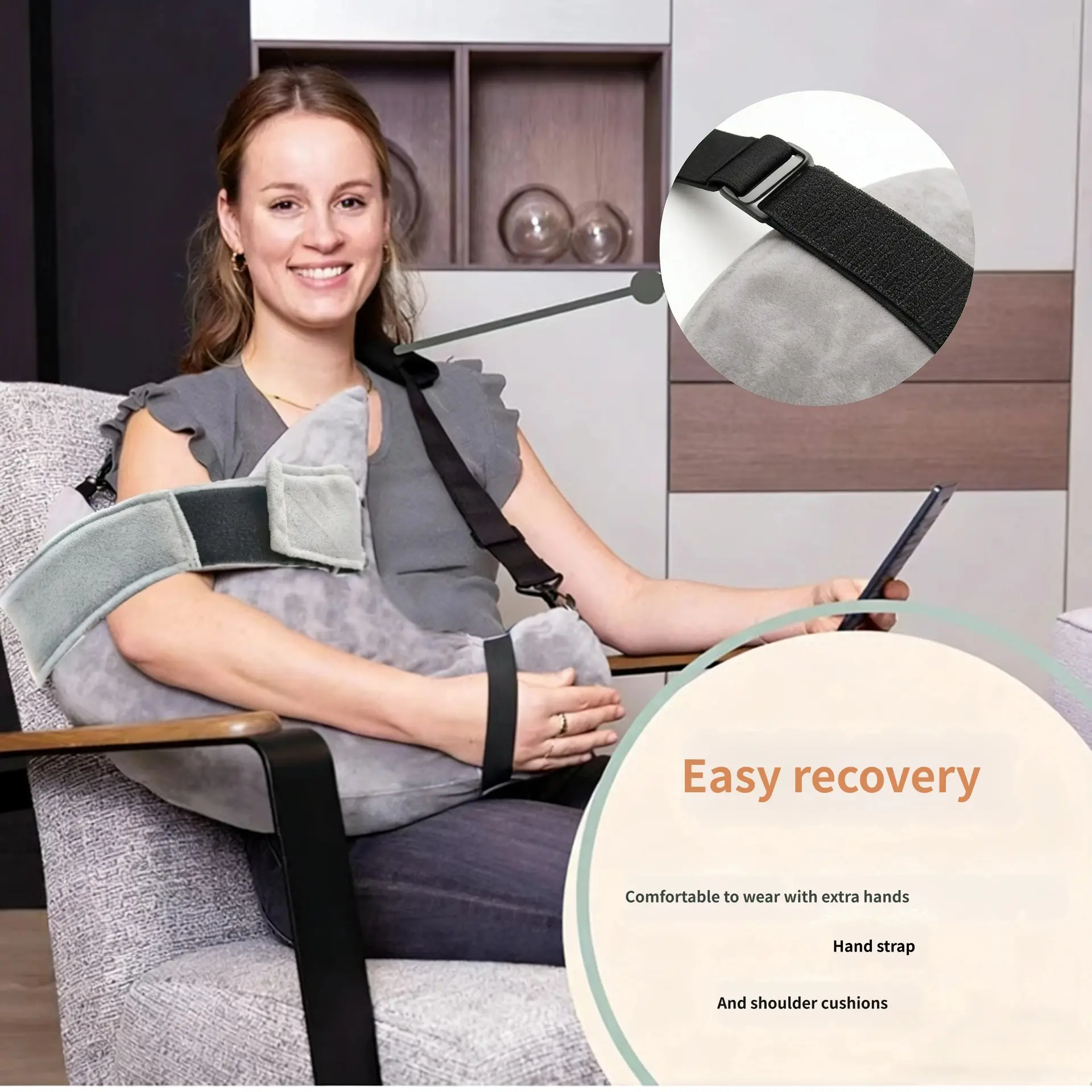 Shoulder Surgery Recovery Pillow, Adjustable Arm Straps and Shoulder Strap, Essential Support for Comfort and Healing, Ideal Post-Op Rest