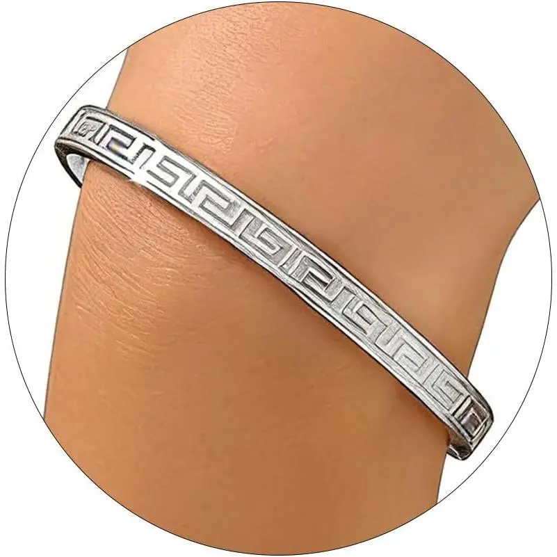 Bangle for Women 18K  Plated  Heart  Labyrinth Bangle Bracelets Dainty Stainless Steel  Gifts