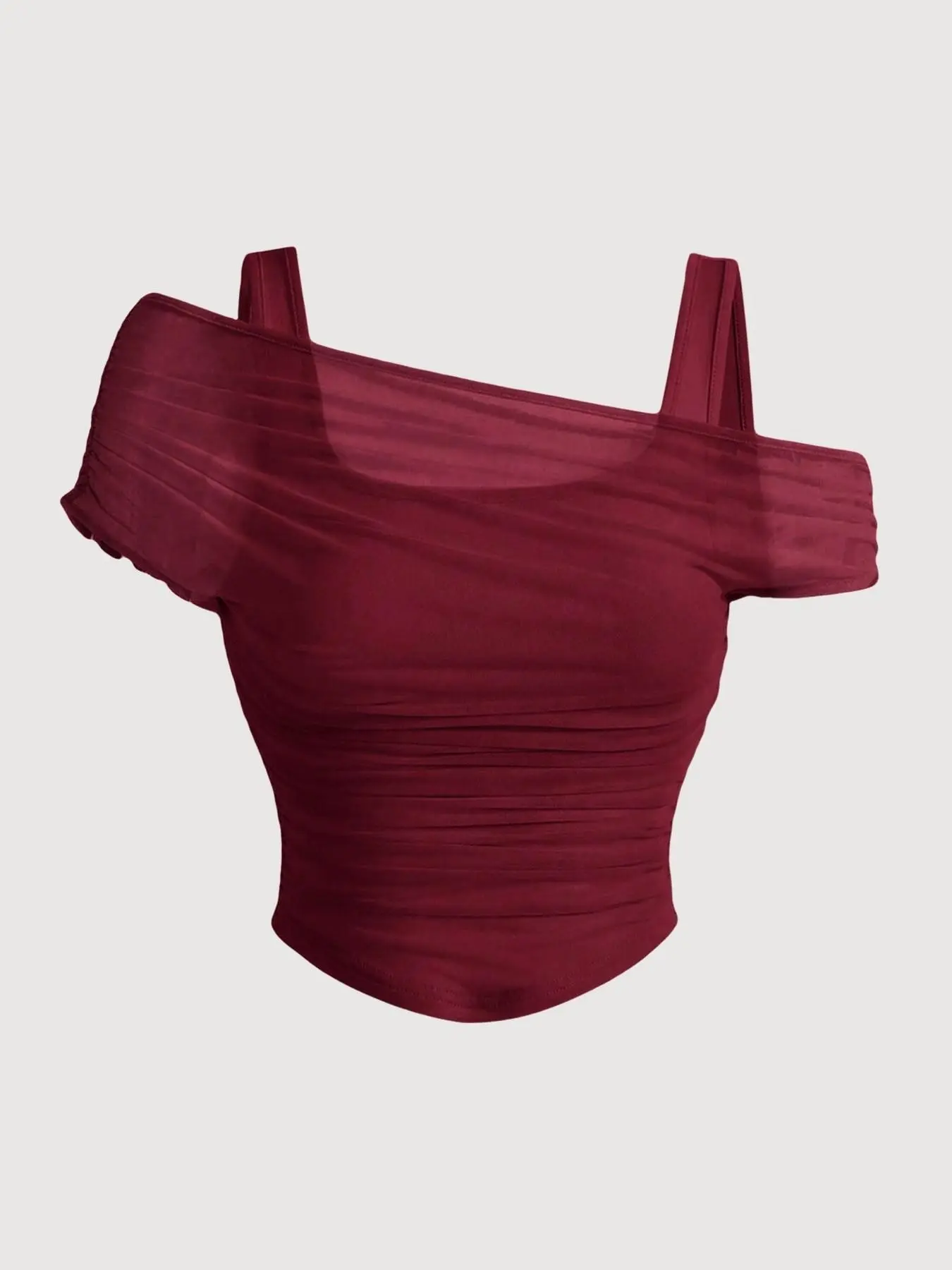 Mod Solid Mesh Patchwork Top, Casual Style, Lightweight Design, Slim-Fitting, Short Sleeve, Plain Surface, Ideal for Daily Wear