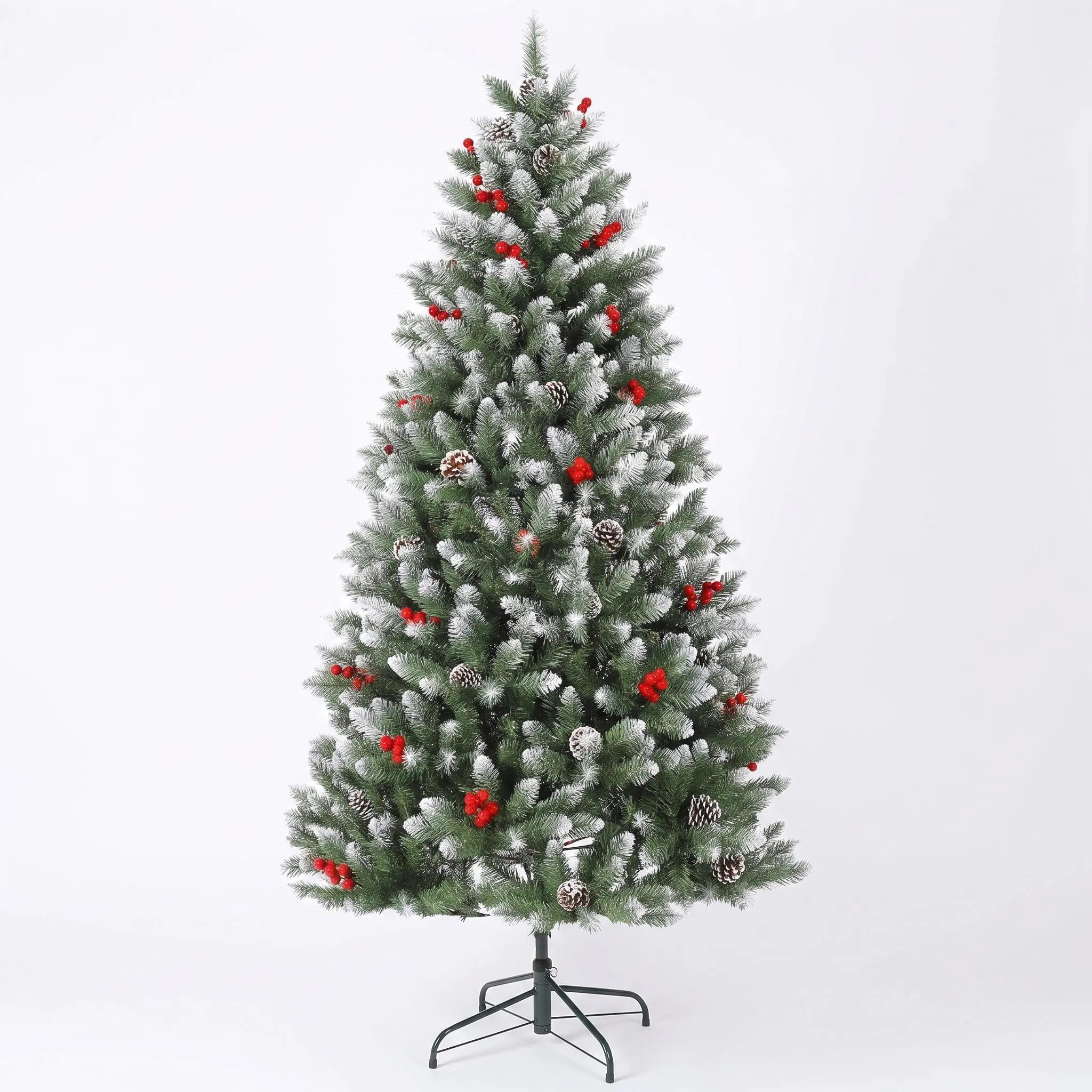 Pre-Lit Snow Flocked Artificial Christmas Tree – 6FT, 350 Dual-Mode Lights, 876 Realistic Branch Advice, 8 Lighting Modes, Easy Setup, Indoor/Outdoor Holiday Decor, Includes Stand, Green & White
