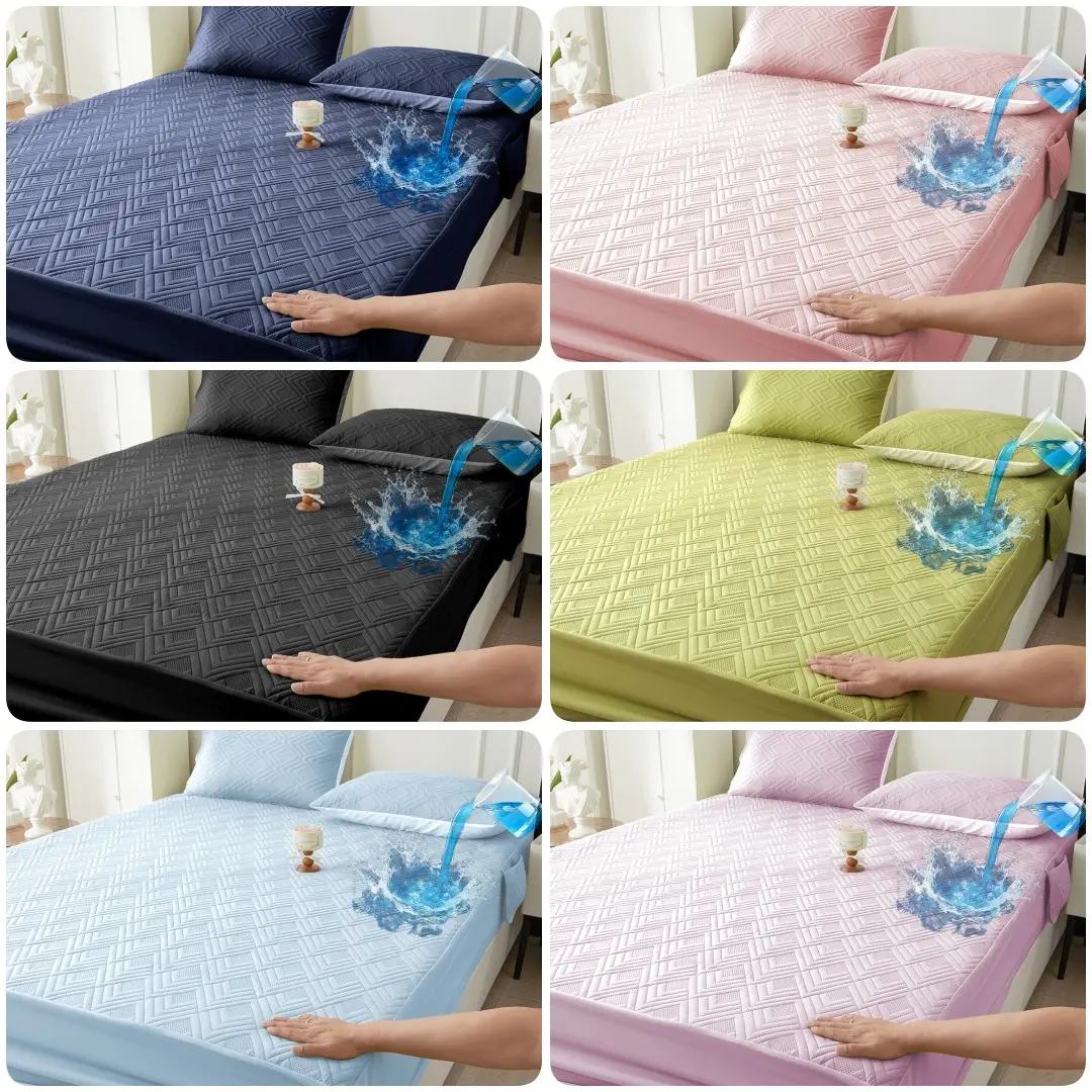 1pc Mattress Protector Bed Cover with Embossed Design, Silent Bed Sheet, Easy Thick Mattress Cover, Mattress Protector, Bed Sheet, Mattress Cover for Single Bed, 15-Inch High, Available in Multiple Sizes Suitable for Single, Double, Queen