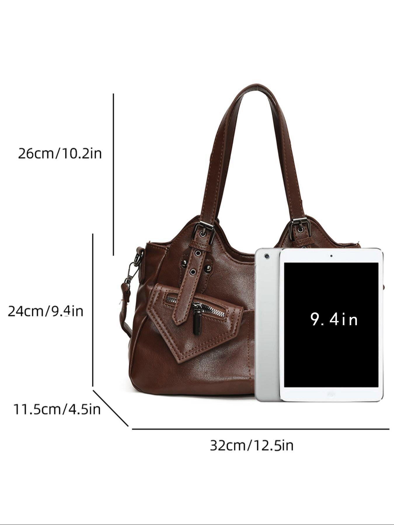 Women's Elegant Grommet Eyelet Design Tote Bag, PU Tote Satchel, Fashionable Large Capacity Shoulder Bag, Casual Versatile Crossbody Bag for Daily Outings, Short Outings, Mothers Day Gift Ideas
