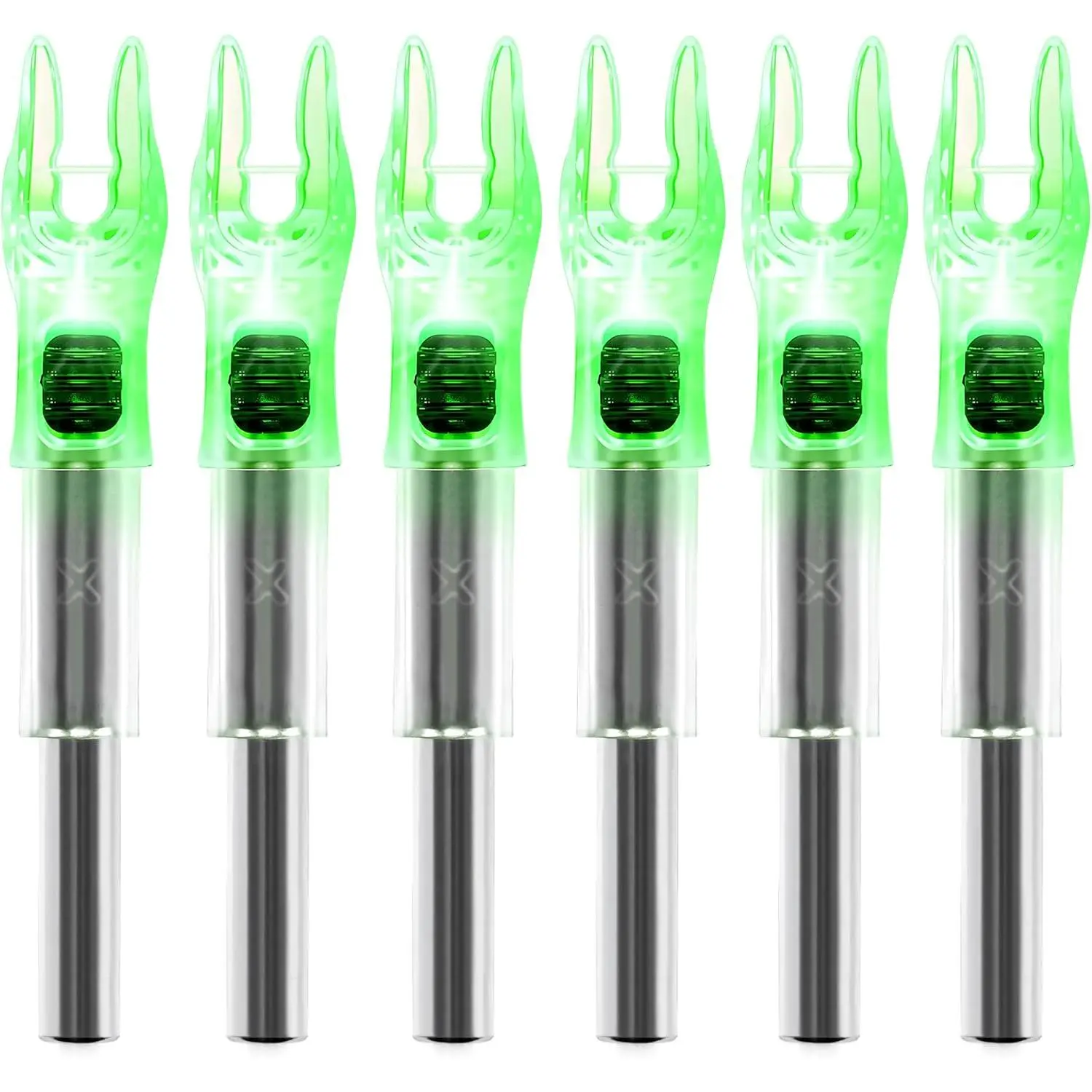 6PCS X Lighted Nocks for Arrows with .204 .233 .244 .246 Inside Diameter with H, S, GT Bushings High-Visibility Lighted Arrow Nocks