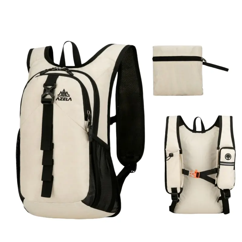 Unisex Foldable Lightweight Backpack, Front Water Bottle Pocket, Earphone Bag, Waterproof, Convenient, Ideal for Hiking, Cycling, Daily Use