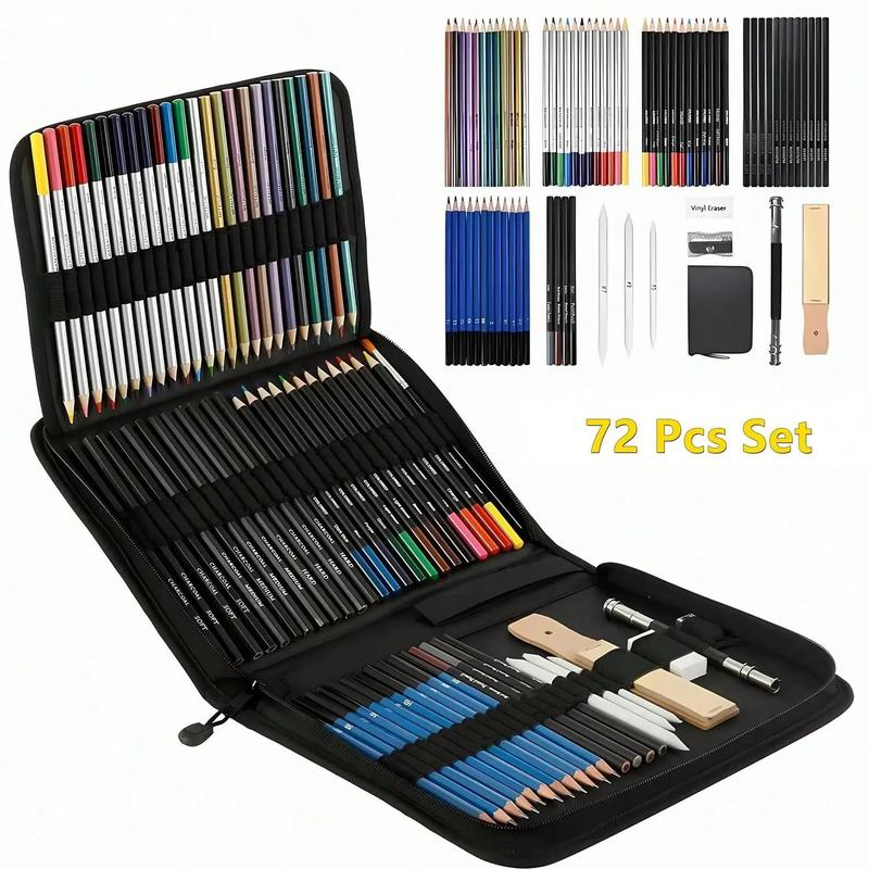 Drawing Sketching Coloring Set, 1 Set Professional Soft Core Colored Pencils, Sketch & Charcoal Pencils, Art Drawing Supplies for Artists Adults Beginner
